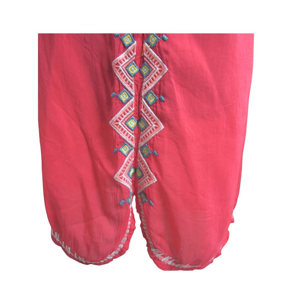 Johnny Was Berry Pink Embroidered Tunic Top Petite Small PS Boho Floral Rayon - Picture 11 of 16